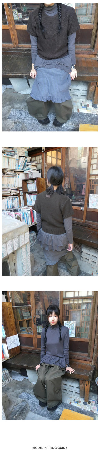 Striped frill skirt