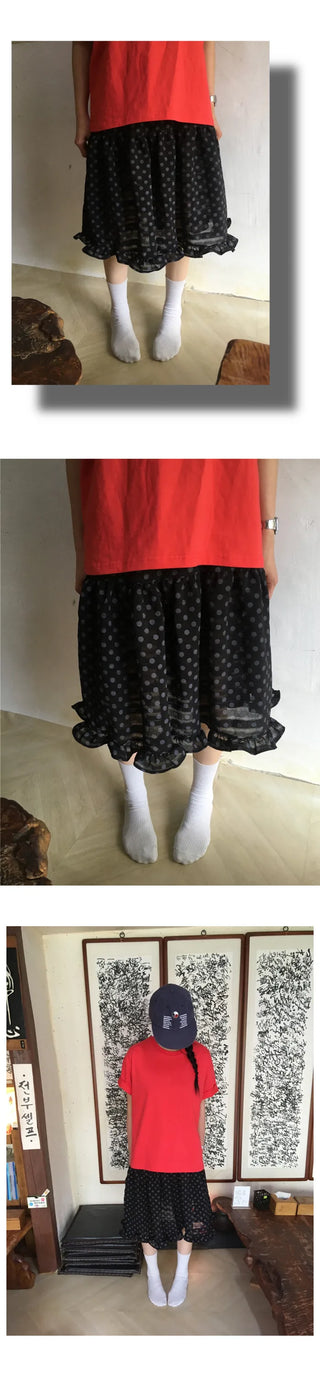 Frilled polka dot skirt