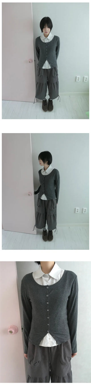 [2 colors] Pleated shirt