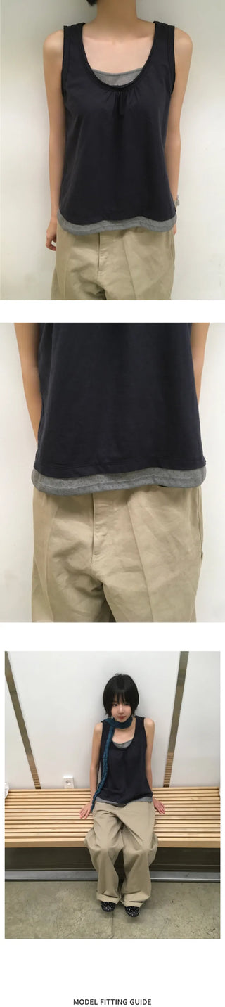 [2 colors] Layered Sleeveless
