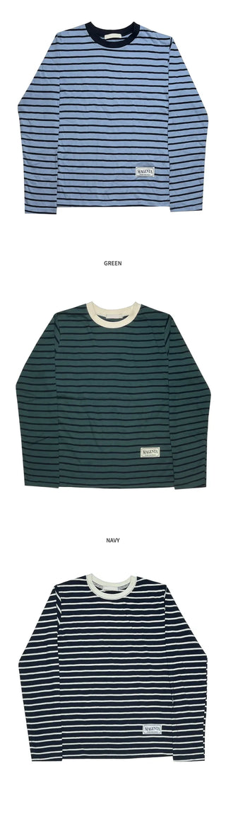 (4 colors) Striped Round T-shirt