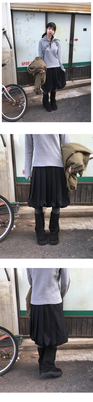 (2 colors) Pleated balloon skirt