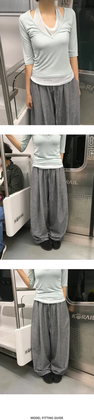 [3 colors] Striped Wide Pants
