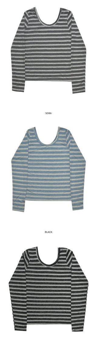 (3 colors) Striped T-shirt