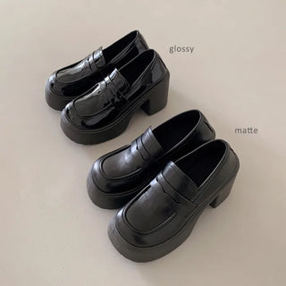 0493 Platform Loafers with Heels (2 colors)