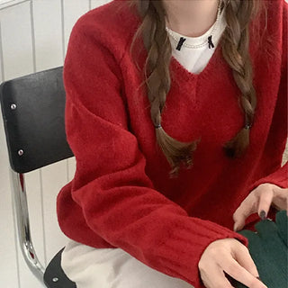 Colored V-neck knit
