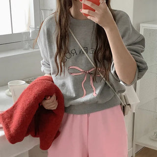 Ribbon print sweatshirt