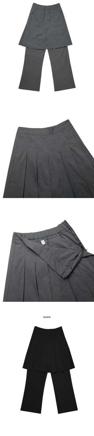 Mid-length pleated skort