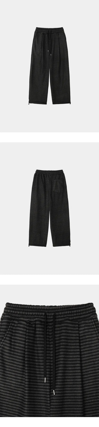 (2 colors) Striped Wide Fleece Pants