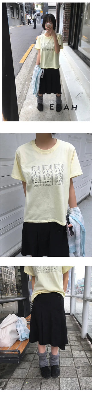 (3 colors) Printed Short-Sleeve T-Shirt