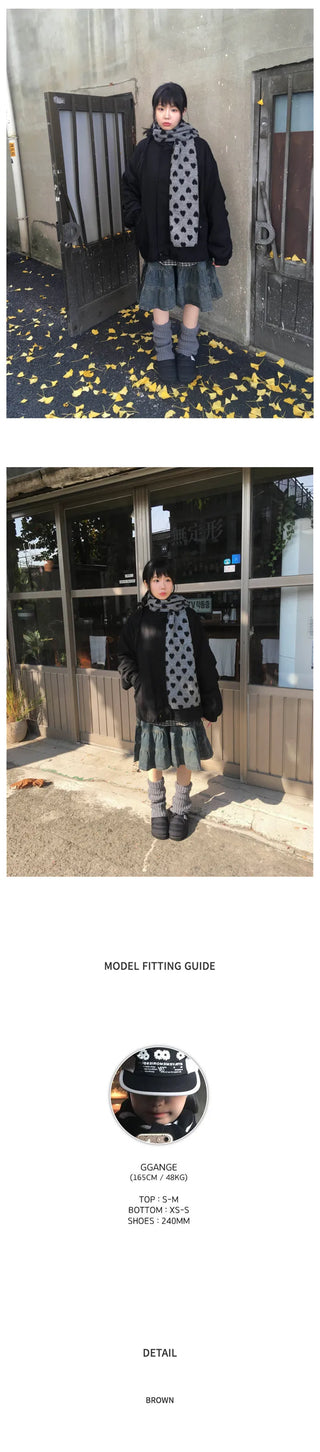 (2 colors) Heart pattern scarf