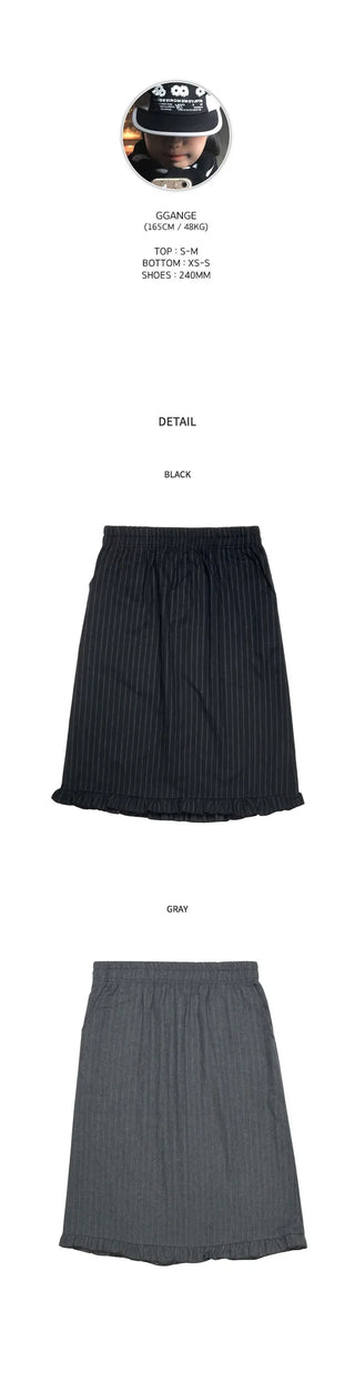 Striped frill skirt