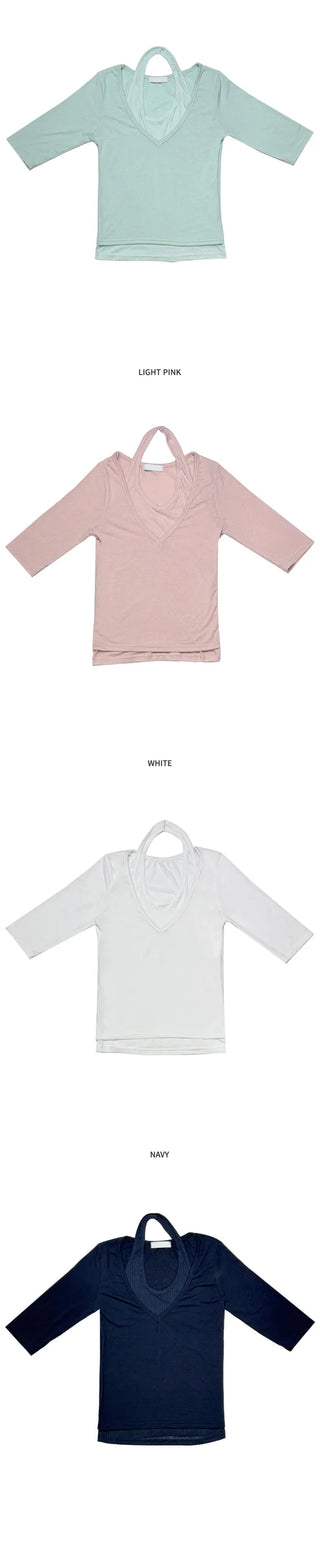 [4 colors] Halter Layered T-shirt