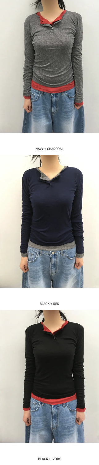 [7 colors] Layered T-shirt