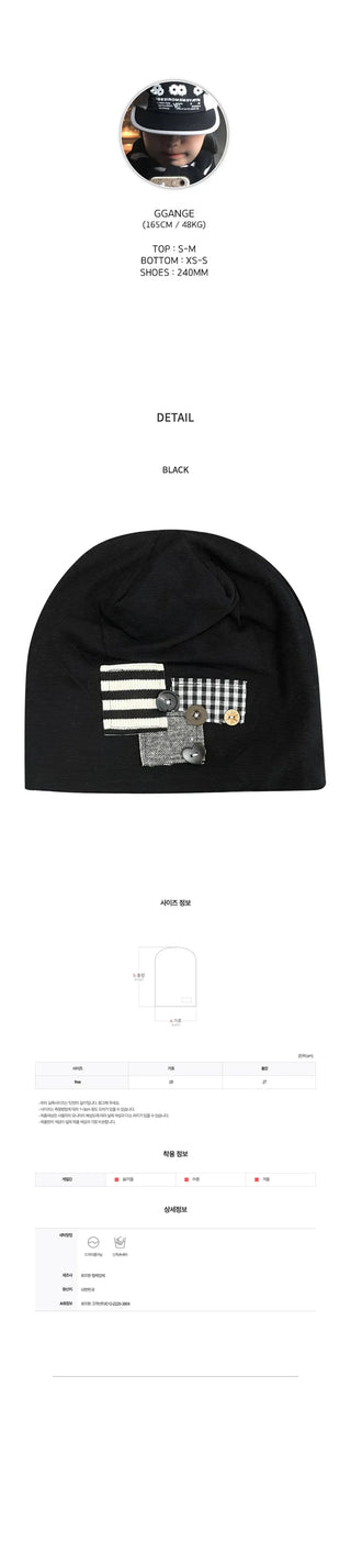(1 color) Patch Button Beanie