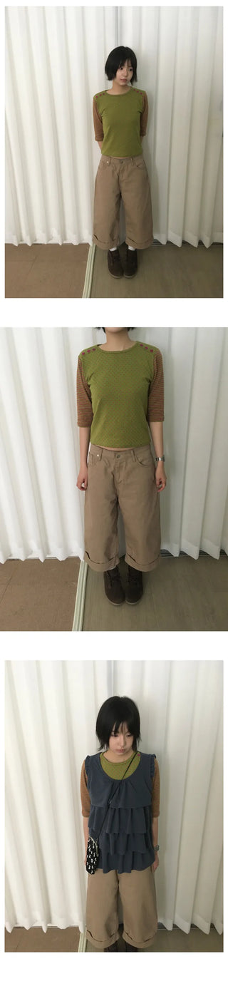 [3 colors] Button Bermuda shorts