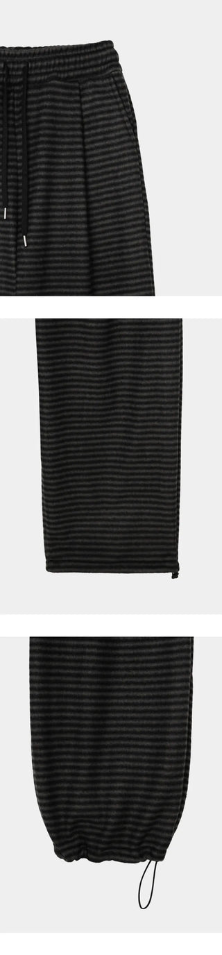 (2 colors) Striped Wide Fleece Pants
