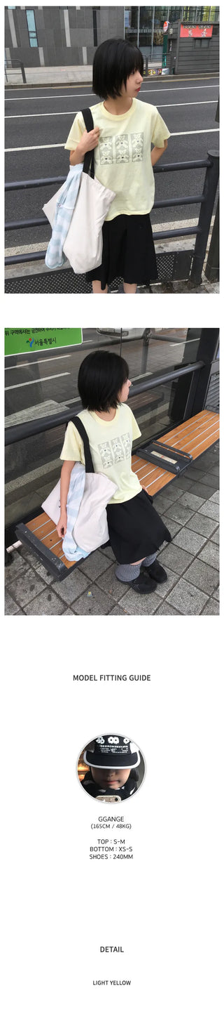 (3 colors) Printed Short-Sleeve T-Shirt