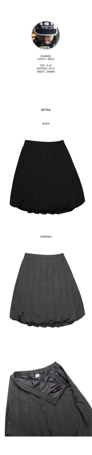 (2 colors) Pleated balloon skirt
