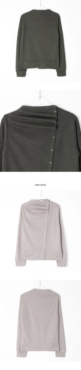 (3 colors) Turtleneck Asymmetrical Cardigan