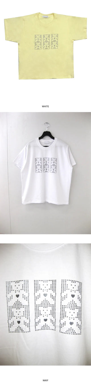 (3 colors) Printed Short-Sleeve T-Shirt
