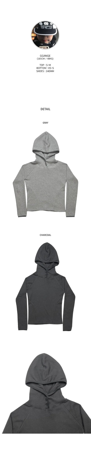 (4 colors) Waffle knit hooded jacket with neck warmer