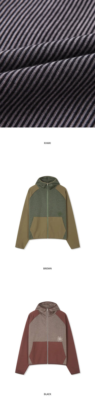 (4 colors) Striped zip-up hoodie