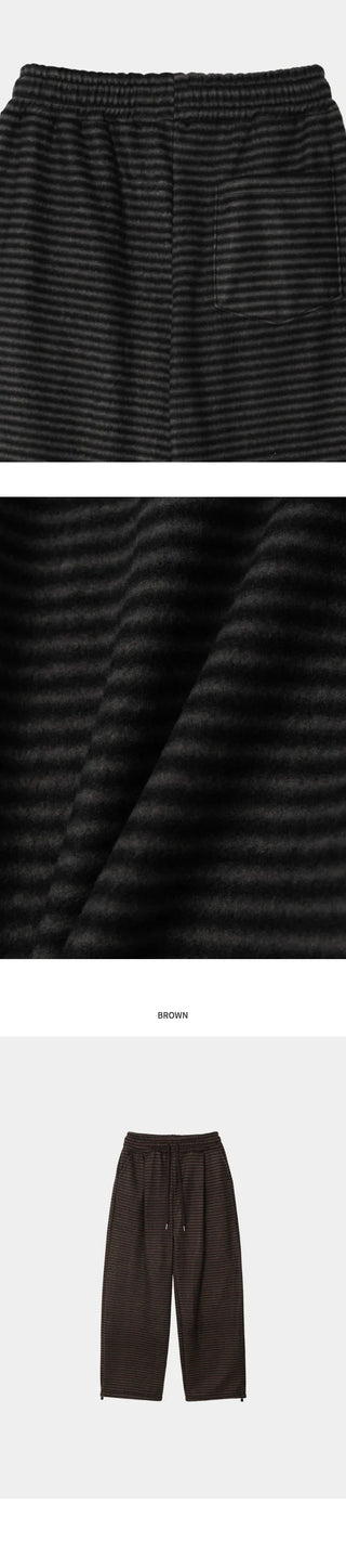 (2 colors) Striped Wide Fleece Pants