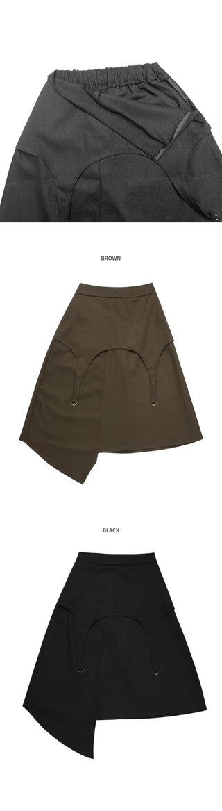 (3 colors) Wool Asymmetrical Skirt