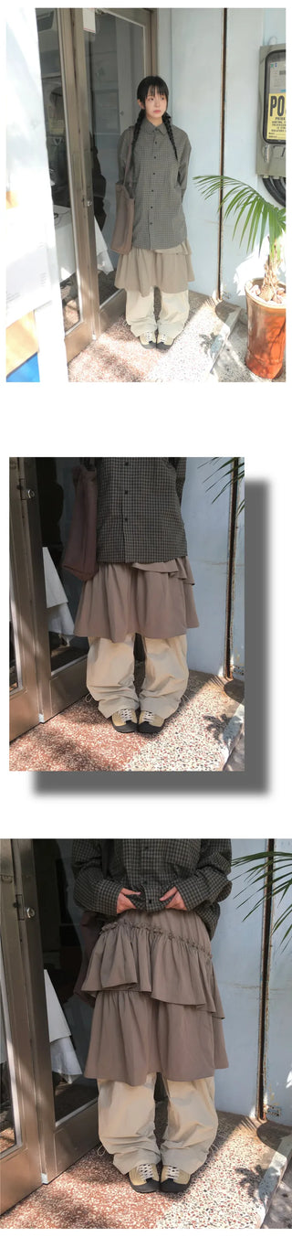 Elastic waist frill skirt