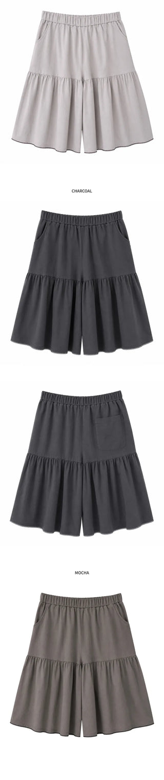 [3 colors] Shirred Bermuda Shorts