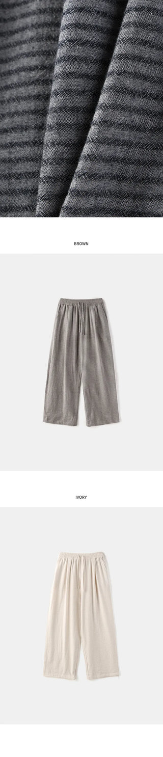 [3 colors] Striped Wide Pants
