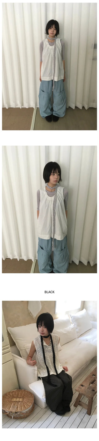 [4 colors] Lace Ribbon Scarf