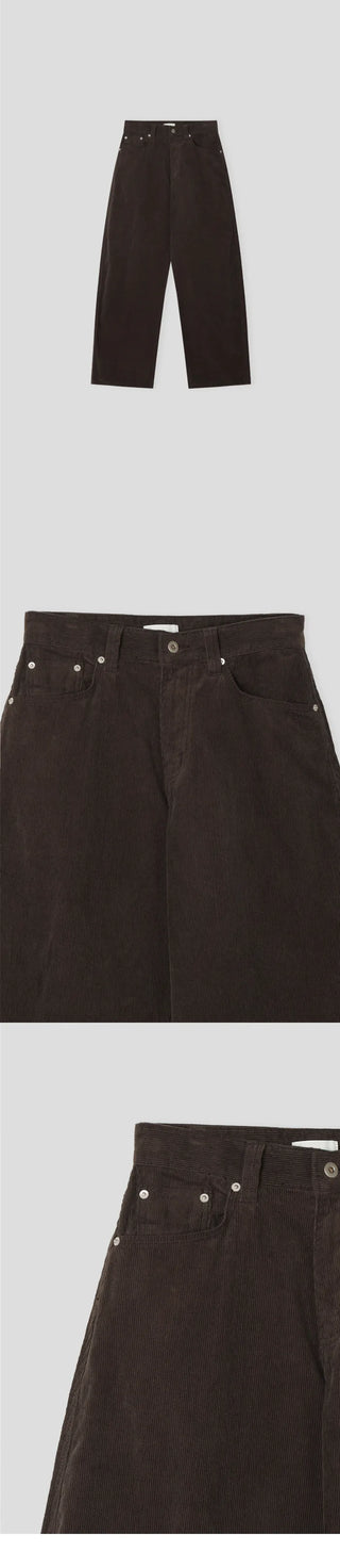 Curved corduroy wide-leg pants