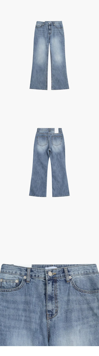 Washed bootcut denim pants