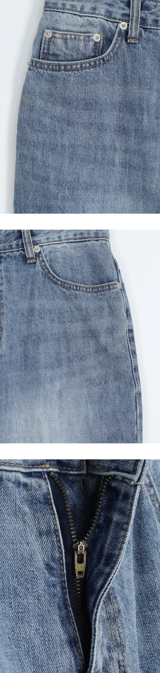 Washed bootcut denim pants