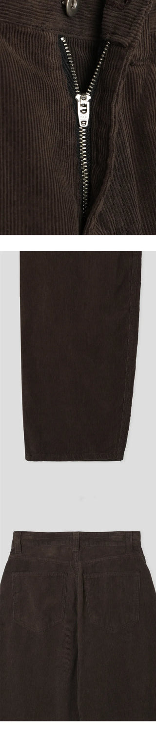 Curved corduroy wide-leg pants