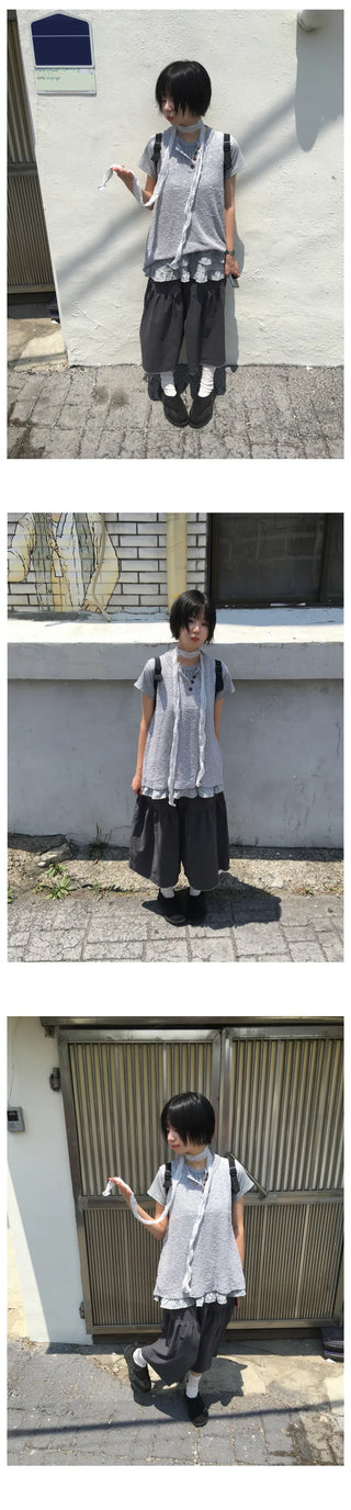 [2 colors] Petal Frill Dot Short-Sleeve Shirt