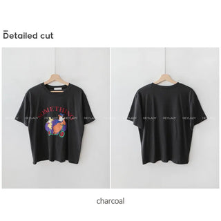 Washed print short-sleeved T-shirt