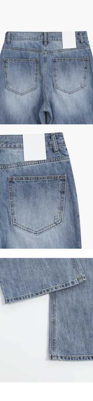 Washed bootcut denim pants