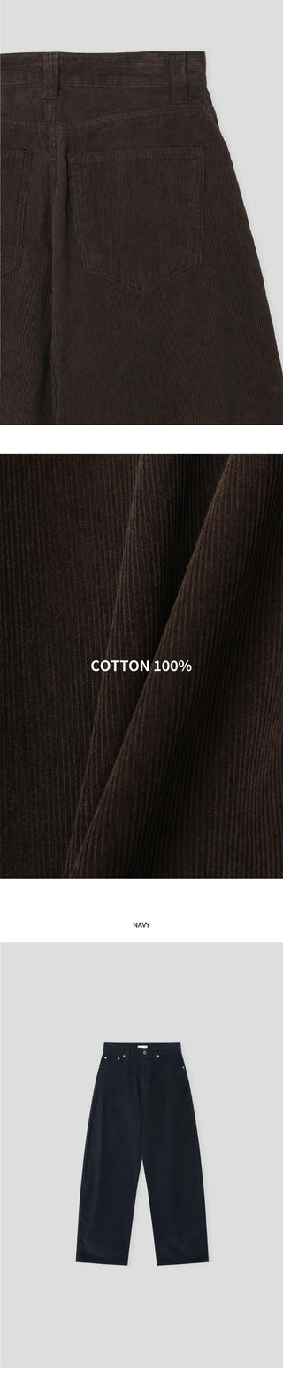 Curved corduroy wide-leg pants