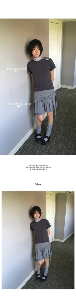 [3 colors] Slit skirt pants