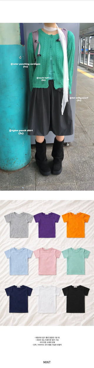 (9 colors) Basic stretch short-sleeved T-shirt