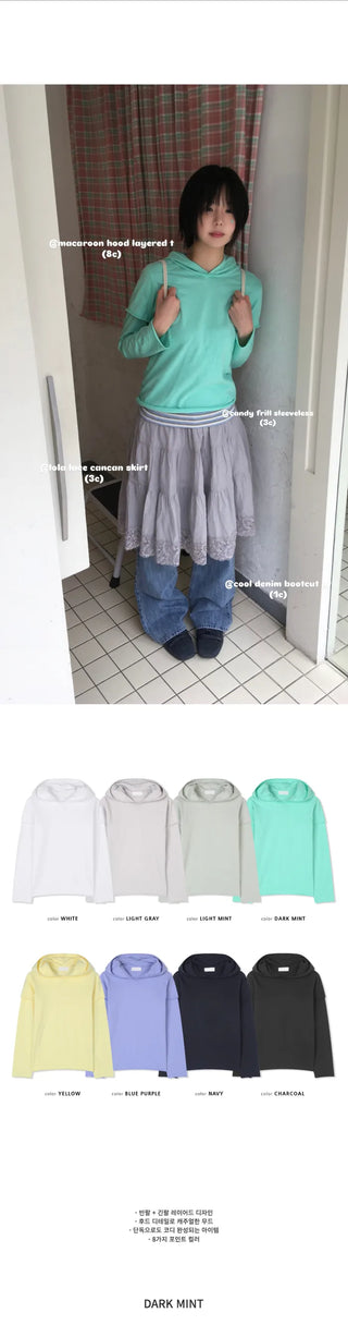 (8 colors) Hooded Layered T-shirt