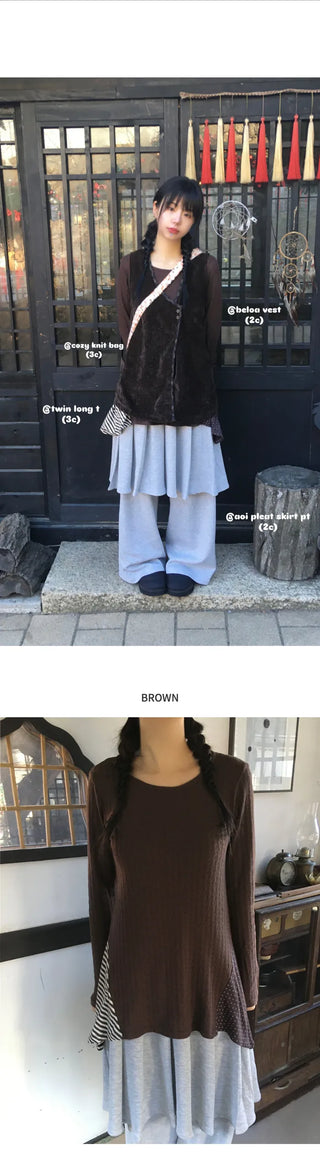 (3 colors) Long-length basic T-shirt