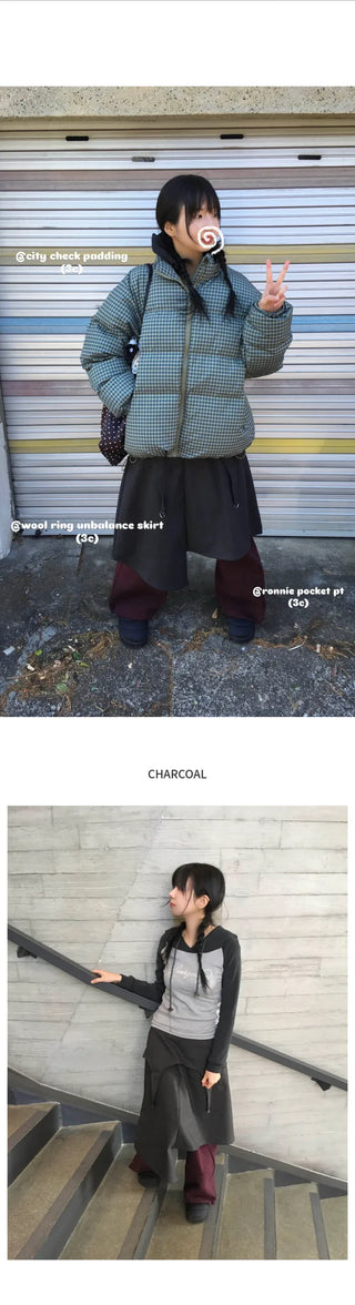 (3 colors) Wool Asymmetrical Skirt