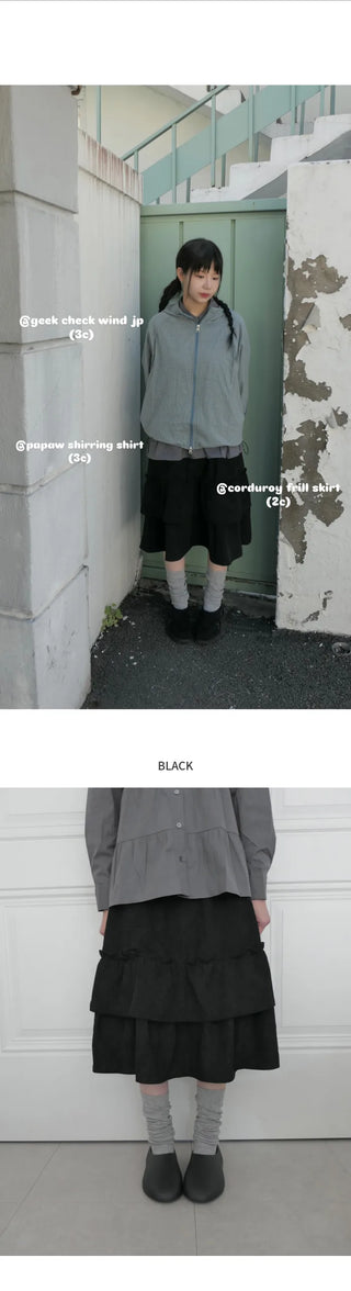 Corduroy frill skirt