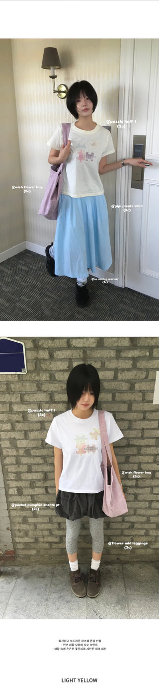 [3 colors] Shirred Short-Sleeve T-Shirt