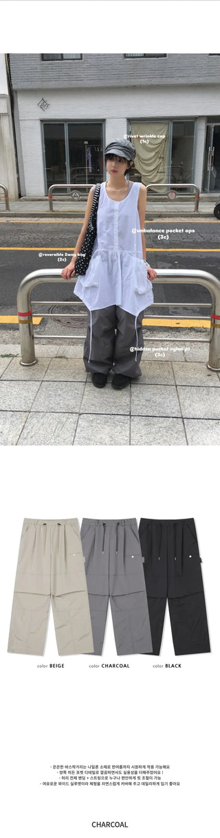[3 colors] Pocket Nylon Pants
