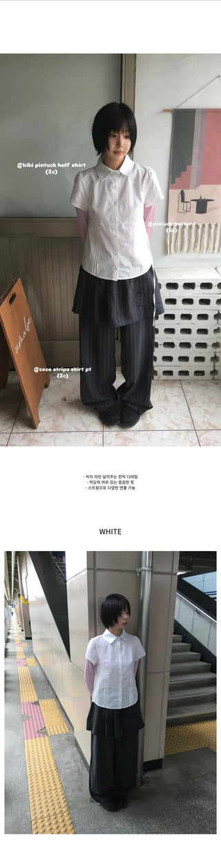 [2 colors] Pleated shirt
